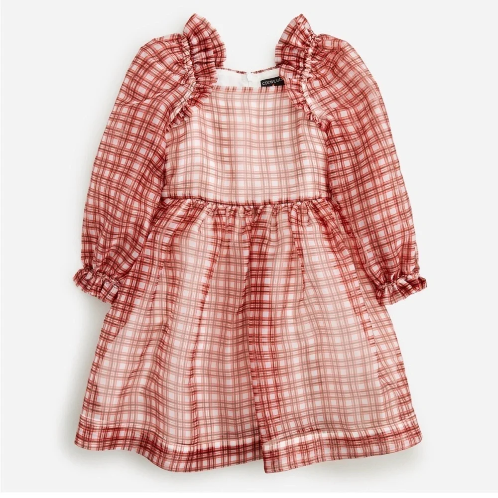 J Crew Girls Crewcuts Fairy Tale Dress in Organza Red Plaid Size 14​